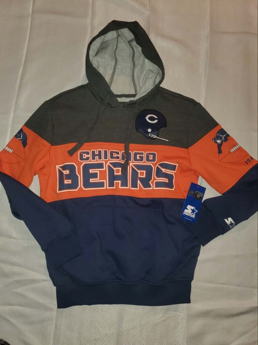 New Starter Chicago Bears Colorblock Hoodie Sweatshirt Men's Medium